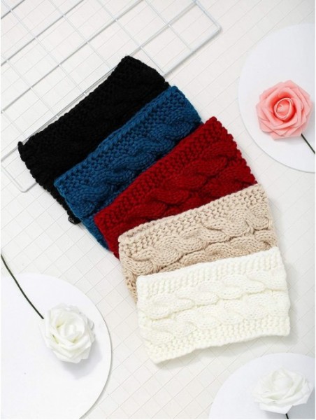 Cold Weather Headbands 5 Pieces Winter Knit Headband Ear Warmer Headband Crocheted Head Wraps for Women and Girls - CQ18Z6WZK...