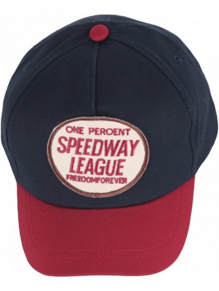 Baseball Caps New Speed Way League Patch Short Bill Design Ball Cap Baseball Hat Truckers - Navy-red - C8182STK56N $17.92