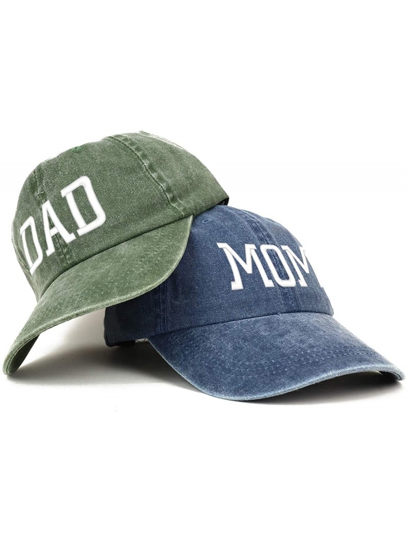 Baseball Caps Capital Mom and Dad Pigment Dyed Couple 2 Pc Cap Set - Navy Olive - C818I9Q0UCT $35.69