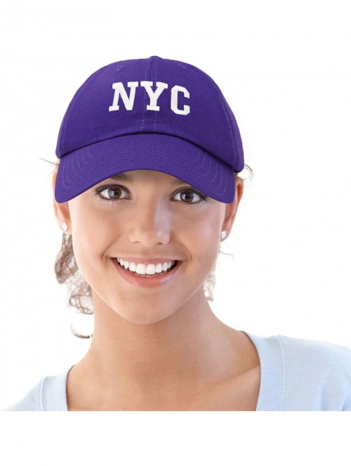 Baseball Caps NY Baseball Cap NY Hat New York City Cotton Twill Dad Hat - Purple - CM18M7X83NH $15.37