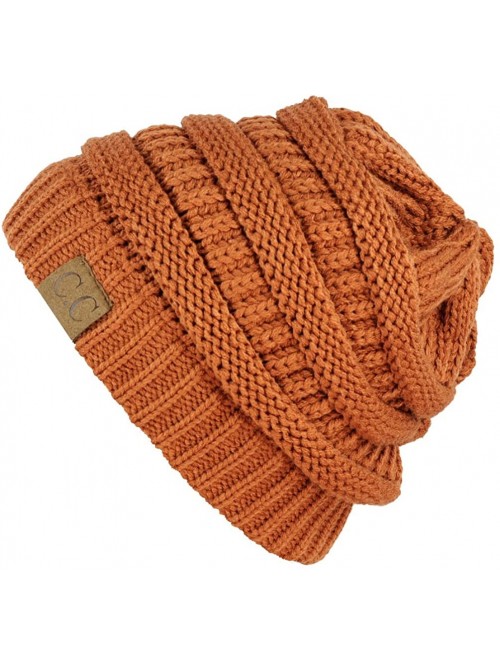 Skullies & Beanies Unisex Trendy Warm Chunky Soft Stretch Cable Knit Slouchy Beanie Skully - CR11IKYELFF $13.85