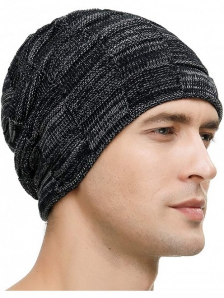 Skullies & Beanies Slouchy Beanie for Men Winter Hats for Guys Cool Beanies Mens Lined Knit Warm Thick Skully Stocking Binie ...