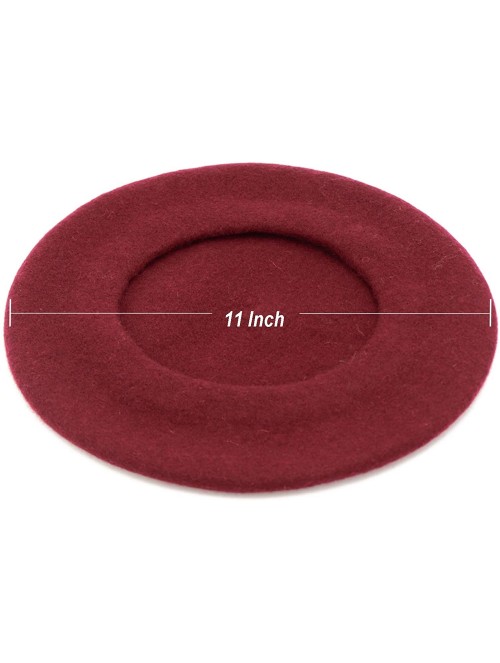 Berets Wool Beret Hat-Solid Color French Style Winter Warm Cap for Women Girls Lady - Burgundy - C218C8CCNCD $14.51