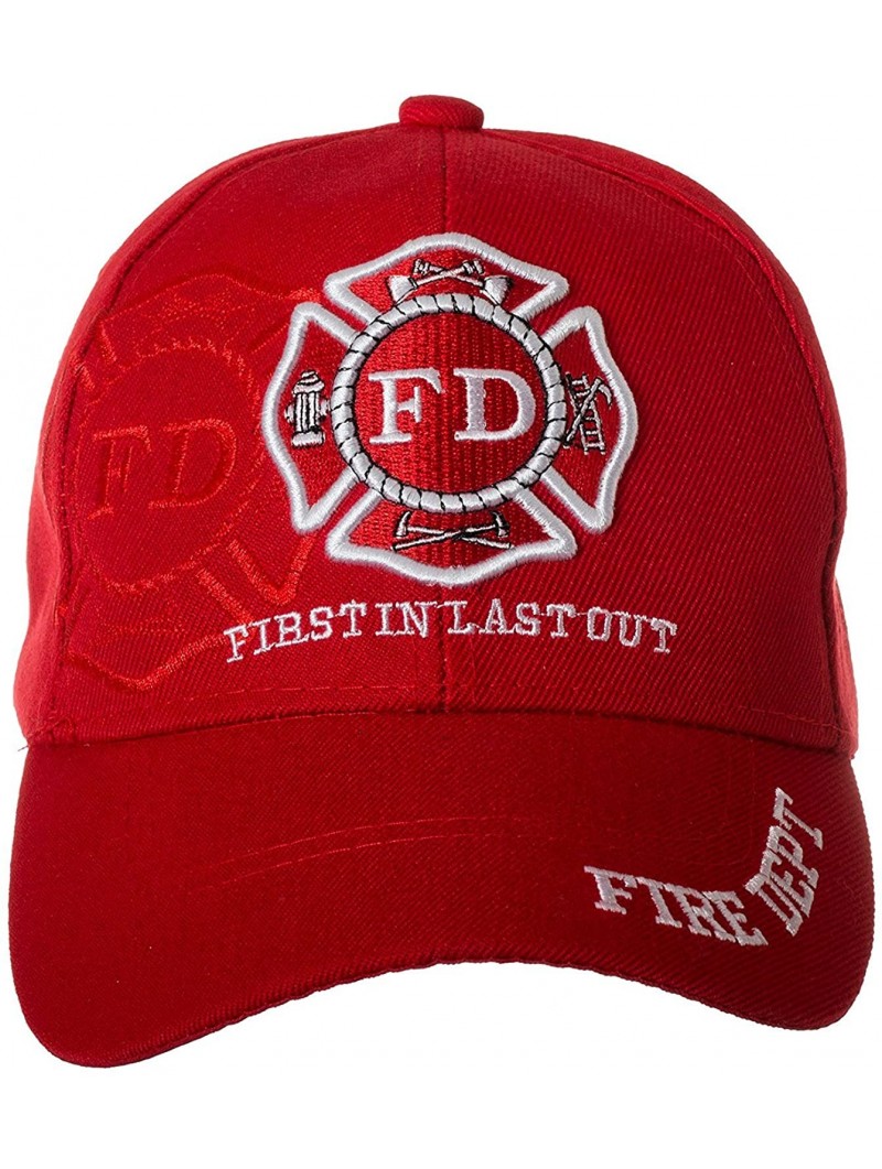 Baseball Caps Fire Department - First in Last Out Fireman Officer Gear Uniform Baseball Cap Hat Adjustable - Red - CI18C7C63A...