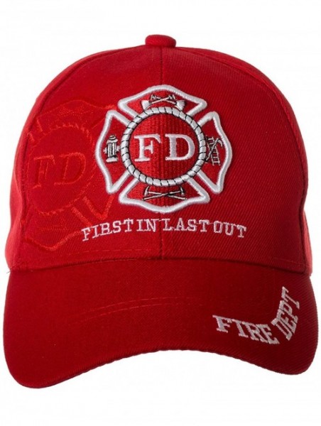 Baseball Caps Fire Department - First in Last Out Fireman Officer Gear Uniform Baseball Cap Hat Adjustable - Red - CI18C7C63A...