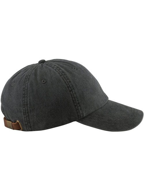 Baseball Caps 6-Panel Low-Profile Washed Pigment-Dyed Cap - Black - CX12N4Y04JD $20.31