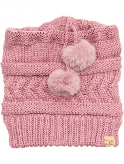 Skullies & Beanies Women's Adjustable Soft Cable Knit Slinky Ponytail Beanie Hat- Convertible to Snood - Dustyrose - CQ18K6NW...