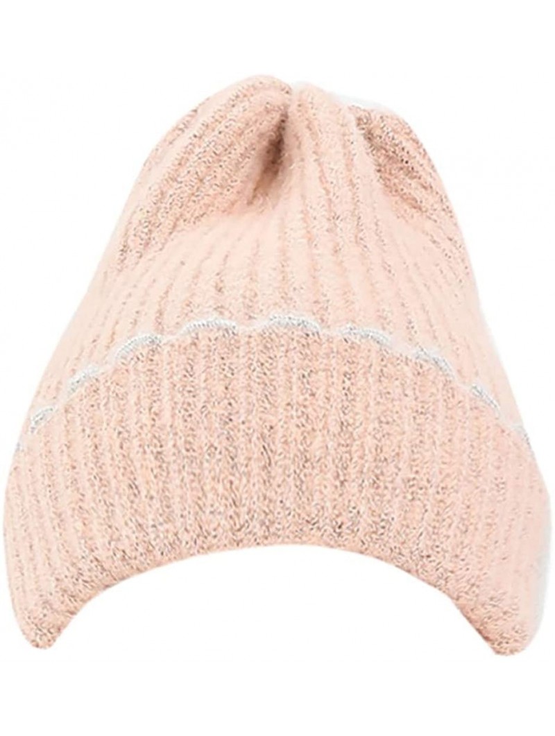 Skullies & Beanies Women's Solid Color Wool Knit Hats Earmuffs Parent-Child Caps - Pink4 - CX18UQTTL28 $14.45