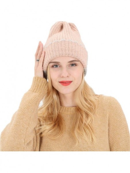 Skullies & Beanies Women's Solid Color Wool Knit Hats Earmuffs Parent-Child Caps - Pink4 - CX18UQTTL28 $14.45