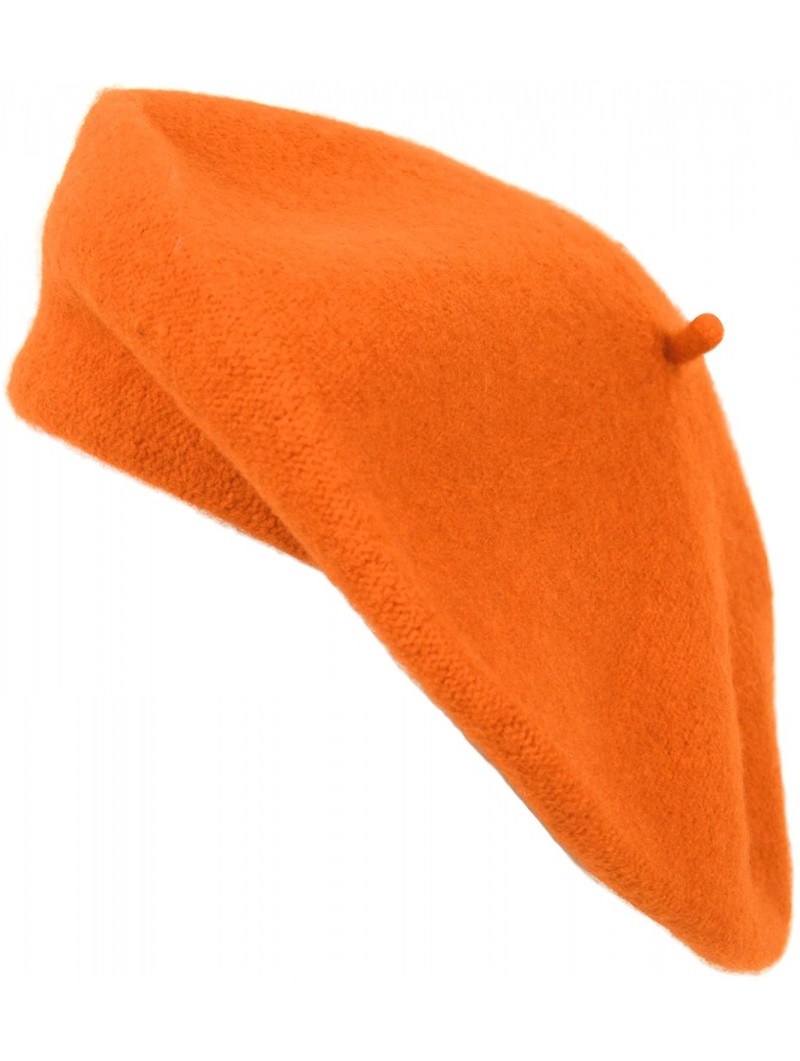 Berets Nollia Women's Solid Color Beret Hat - Orange - CG12J2VZT4L $12.67