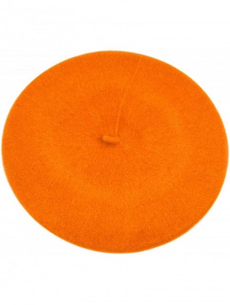 Berets Nollia Women's Solid Color Beret Hat - Orange - CG12J2VZT4L $12.67