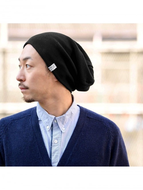 Skullies & Beanies Womens Slouchy Cotton Beanie Hat - Mens Baggy Slouch Chemo Hat Japanese Style - Black - CJ1890WMKG7 $22.93