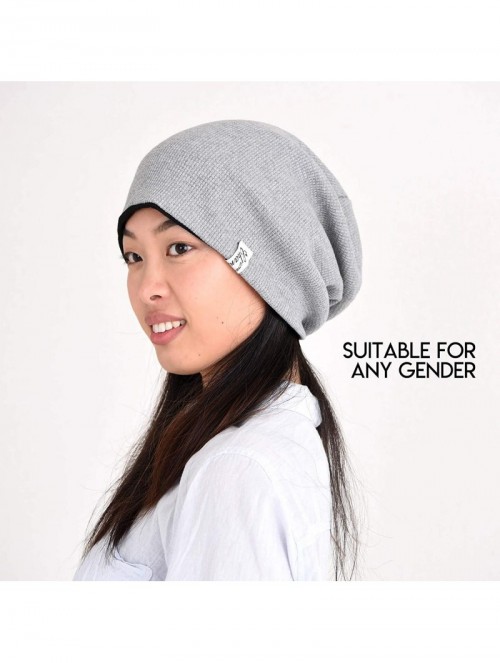 Skullies & Beanies Womens Slouchy Cotton Beanie Hat - Mens Baggy Slouch Chemo Hat Japanese Style - Black - CJ1890WMKG7 $22.93