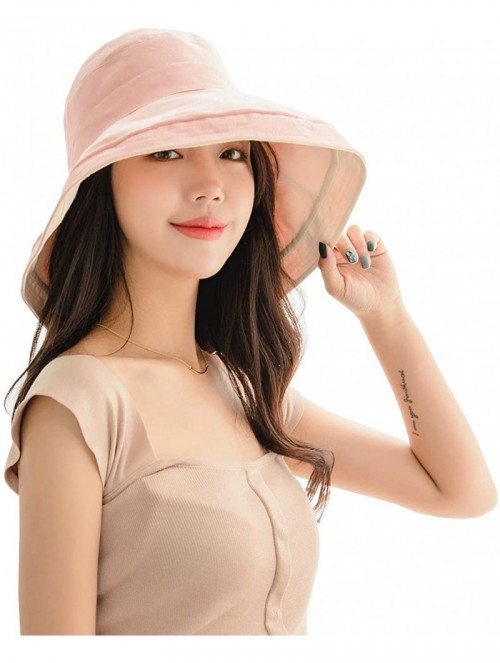Sun Hats Women Reversible Bucket Hat UV Sun Protection Wide Brim Foldable Floppy Bucket Hat - 1pink - CJ18RXXZ0MD $21.18