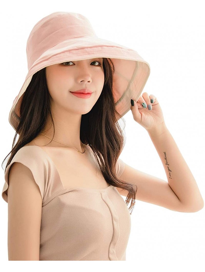 Sun Hats Women Reversible Bucket Hat UV Sun Protection Wide Brim Foldable Floppy Bucket Hat - 1pink - CJ18RXXZ0MD $21.18