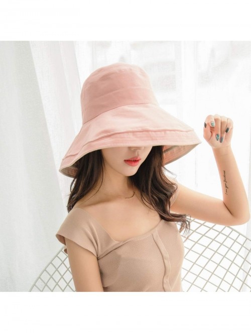 Sun Hats Women Reversible Bucket Hat UV Sun Protection Wide Brim Foldable Floppy Bucket Hat - 1pink - CJ18RXXZ0MD $21.18