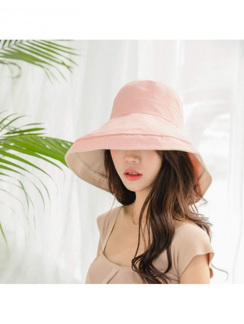 Sun Hats Women Reversible Bucket Hat UV Sun Protection Wide Brim Foldable Floppy Bucket Hat - 1pink - CJ18RXXZ0MD $21.18