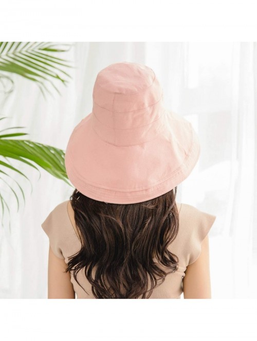 Sun Hats Women Reversible Bucket Hat UV Sun Protection Wide Brim Foldable Floppy Bucket Hat - 1pink - CJ18RXXZ0MD $21.18