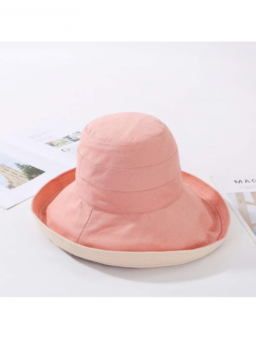 Sun Hats Women Reversible Bucket Hat UV Sun Protection Wide Brim Foldable Floppy Bucket Hat - 1pink - CJ18RXXZ0MD $21.18