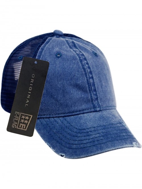 Baseball Caps Low Profile Unstructured HAT Twill Distressed MESH Trucker CAPS - Navy - CH12NA7VOQJ $14.26