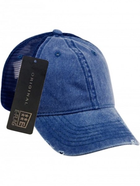 Baseball Caps Low Profile Unstructured HAT Twill Distressed MESH Trucker CAPS - Navy - CH12NA7VOQJ $14.26