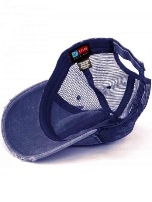 Baseball Caps Low Profile Unstructured HAT Twill Distressed MESH Trucker CAPS - Navy - CH12NA7VOQJ $14.26