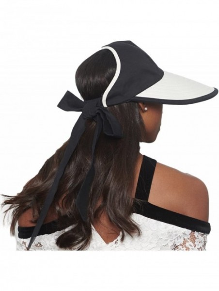 Visors Women's Summer Sun Hat Large Brim Visor with Bowknot Adjustable UPF 50+ - CT18DWXO43E $23.75