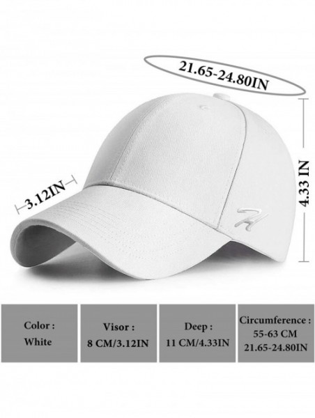 Baseball Caps Baseball Cap Men Women Baseball Hat Adjustable Cotton Caps for Men Running Cycling Hiking Golf Drive - White - ...