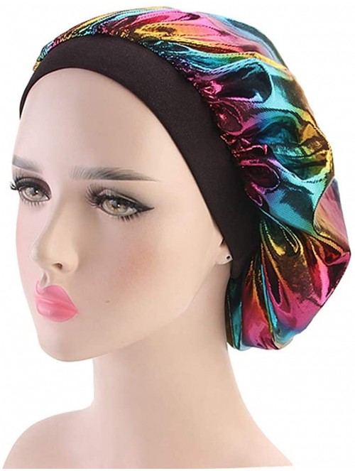 Skullies & Beanies Silky Durags Pack for Men Women Waves Satin Hair Bonnet Sleeping Hat Holographic Do Rags Set - A 6 - CG18S...