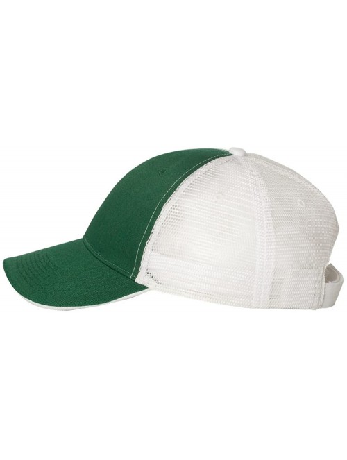 Baseball Caps Cotton Twill Trucker Cap with Mesh Back and A Sleek Trim On Front of Bill-Unisex - Dark Green/White - CY12I54XJ...