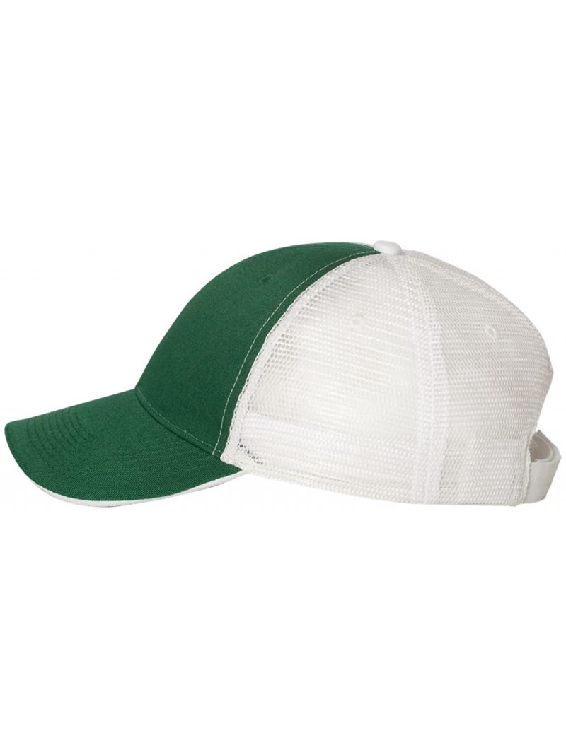 Baseball Caps Cotton Twill Trucker Cap with Mesh Back and A Sleek Trim On Front of Bill-Unisex - Dark Green/White - CY12I54XJ...