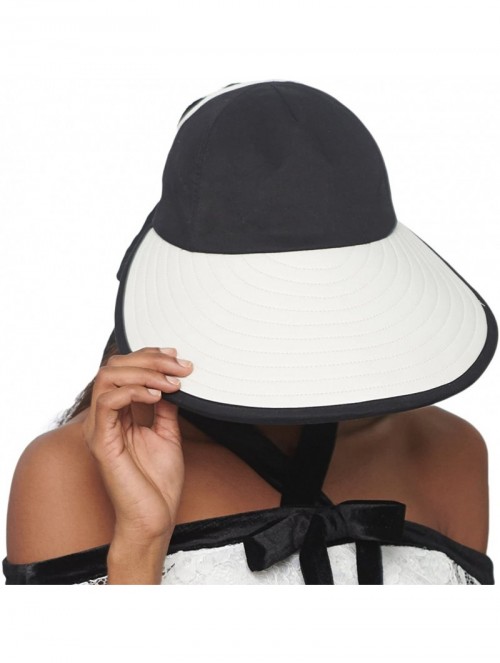 Visors Women's Summer Sun Hat Large Brim Visor with Bowknot Adjustable UPF 50+ - CT18DWXO43E $23.75