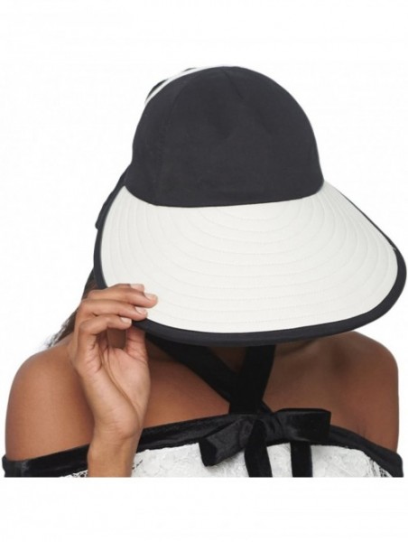 Visors Women's Summer Sun Hat Large Brim Visor with Bowknot Adjustable UPF 50+ - CT18DWXO43E $23.75