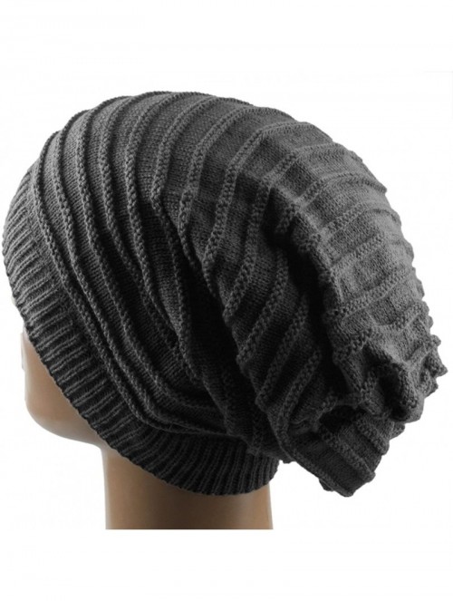 Skullies & Beanies SUNYIK Unisex Slouchy Beanie Hat-Winter Scarf ChunkyKnit Baggy Cap - Deep Grey - C5129TD2FQ7 $12.12