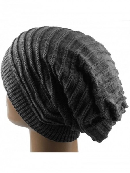 Skullies & Beanies SUNYIK Unisex Slouchy Beanie Hat-Winter Scarf ChunkyKnit Baggy Cap - Deep Grey - C5129TD2FQ7 $12.12