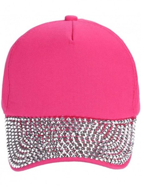 Sun Hats Womens Baseball Cap Rhinestone Paw Shaped Snapback Hat - Hot Pink - CE18EGLIWY5 $12.42