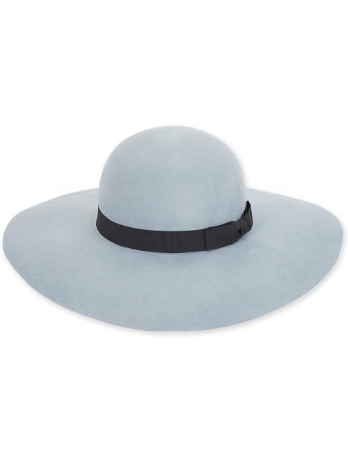 Fedoras Women's Wool Felt Wide Brim Floppy Fedora Hat with Grosgrain Trim 459 - B. Grey - CQ127V35EAF $46.46