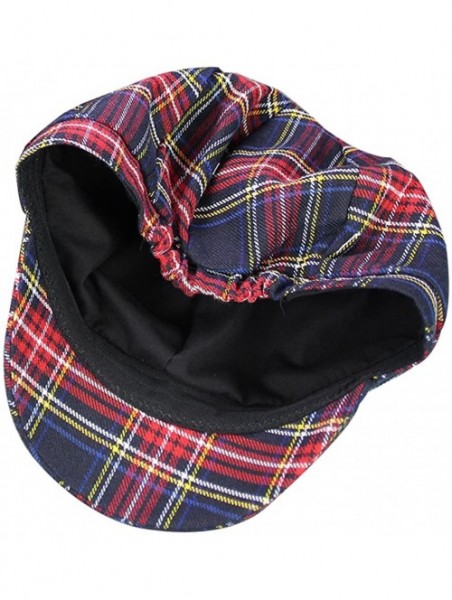 Newsboy Caps Tartan Plaid Print Newsboy Cap Grid Adjustable Octagonal Cap - Navy Blue - C8186W3WYHW $19.92