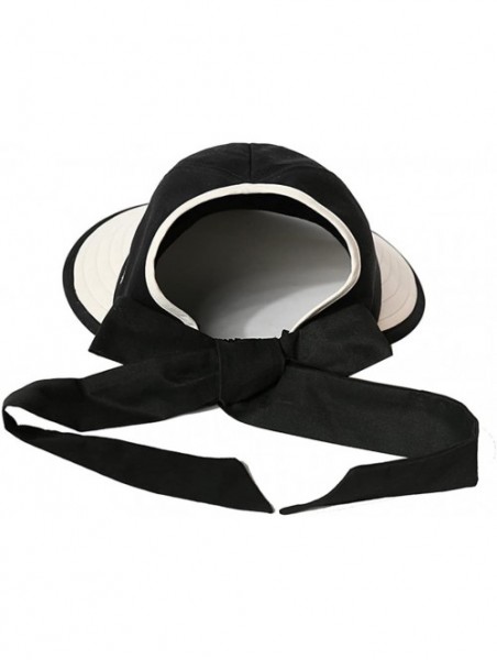 Visors Women's Summer Sun Hat Large Brim Visor with Bowknot Adjustable UPF 50+ - CT18DWXO43E $23.75