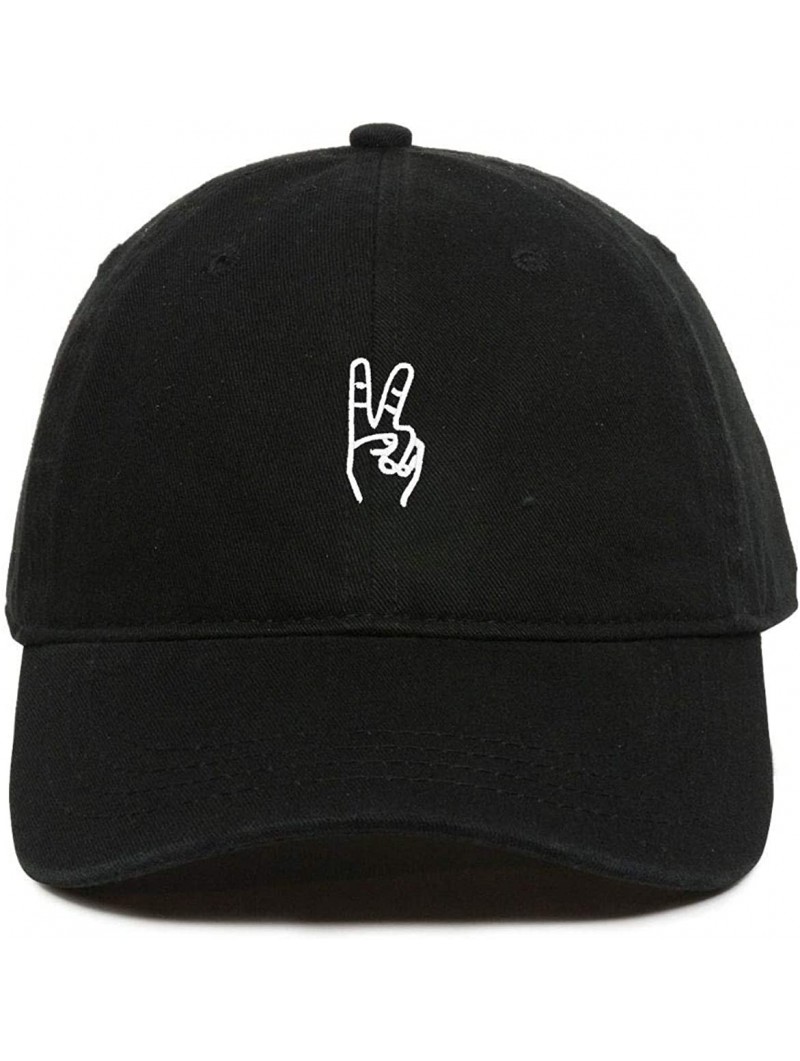 Baseball Caps Peace Sign Baseball Cap Embroidered Cotton Adjustable Dad Hat - Black - CC18QXGLOX7 $22.38