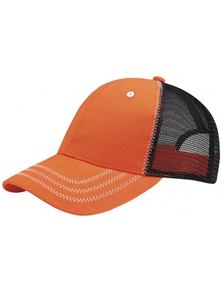 Baseball Caps Low Profile Structured Mesh Trucker Cap - Orange/Black - CT11BX4MYXP $10.55