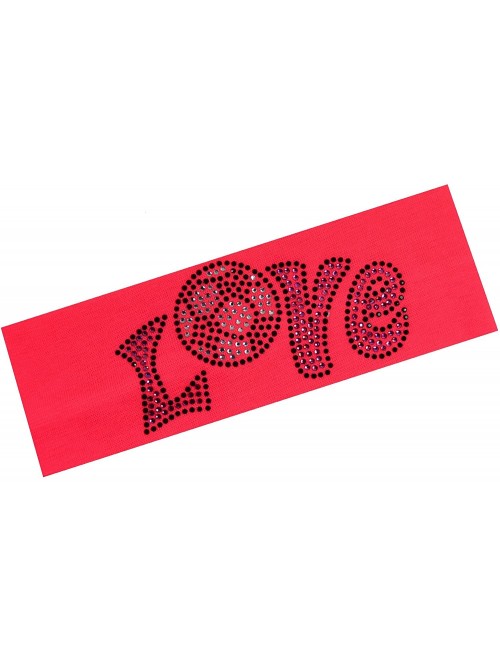 Headbands Love Soccer Rhinestone Cotton Stretch Headband - NEON PINK - C211TILX7X1 $13.82