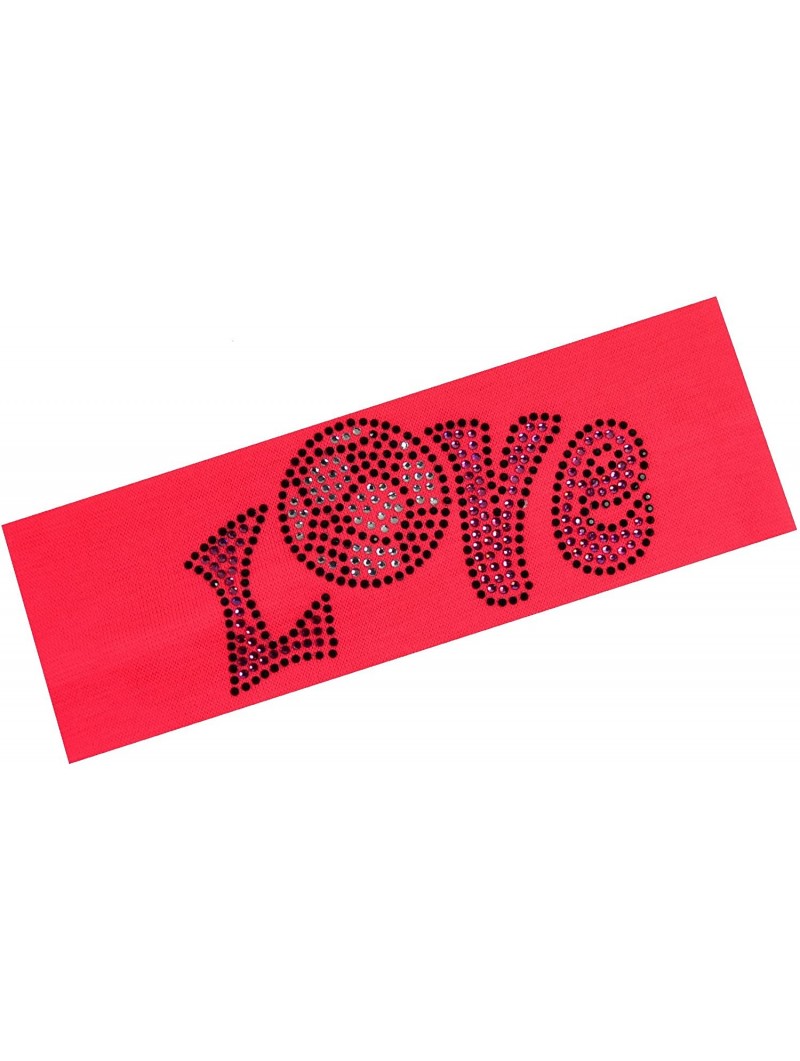 Headbands Love Soccer Rhinestone Cotton Stretch Headband - NEON PINK - C211TILX7X1 $13.82