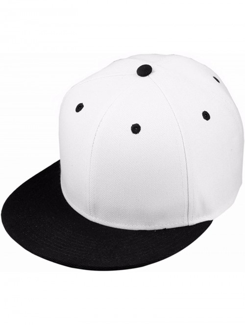 Baseball Caps Women Men Snapback Hats-Patchwork Solid Color Flat Bill Baseball Cap - 015-white+black - CD183GRLLEE $14.69