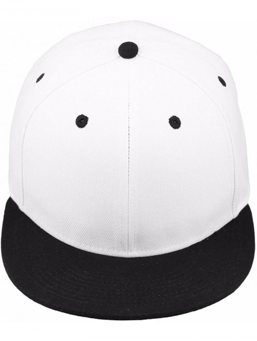 Baseball Caps Women Men Snapback Hats-Patchwork Solid Color Flat Bill Baseball Cap - 015-white+black - CD183GRLLEE $14.69