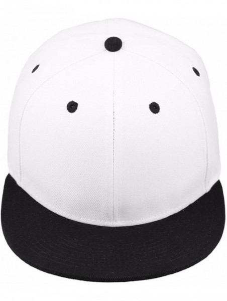 Baseball Caps Women Men Snapback Hats-Patchwork Solid Color Flat Bill Baseball Cap - 015-white+black - CD183GRLLEE $14.69