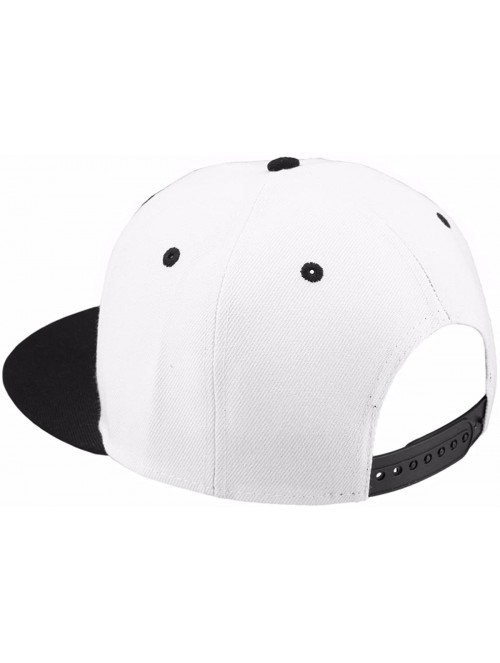 Baseball Caps Women Men Snapback Hats-Patchwork Solid Color Flat Bill Baseball Cap - 015-white+black - CD183GRLLEE $14.69