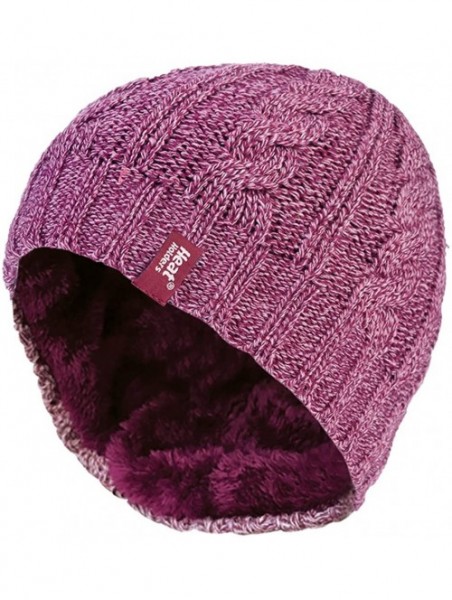 Skullies & Beanies Women's Thermal Fleece Cable Knit Winter Hat 3.4 Tog - One Size - Rose - CO1225SGEVP $23.31