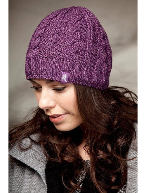 Skullies & Beanies Women's Thermal Fleece Cable Knit Winter Hat 3.4 Tog - One Size - Rose - CO1225SGEVP $23.31