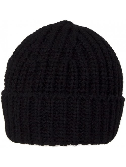 Skullies & Beanies Knitted Cuffed Beanie - Black - CN11P6F1I6V $10.77